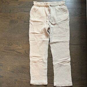 Oliveaceous High Rise Cotton Gauze Pants